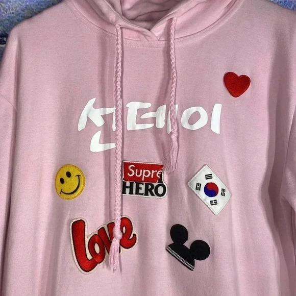 Women’s Patch Pink Hoodie Large - Picture 3 of 7